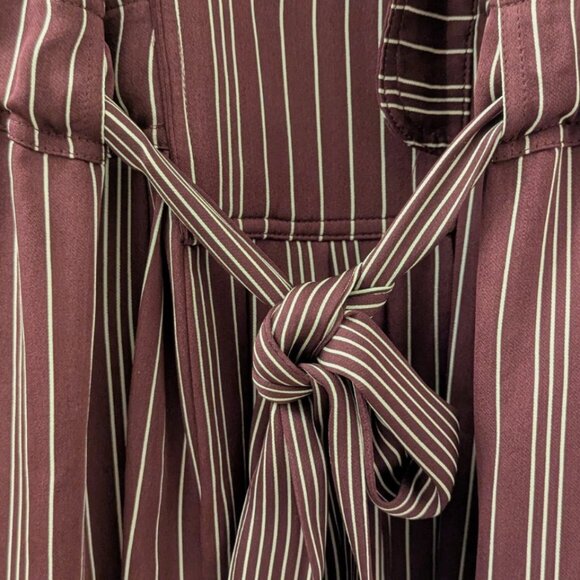 REISS Albi Shirt Dress Burgundy Striped Long Sleeve Midi Workwear Capsule Style - Picture 8 of 9